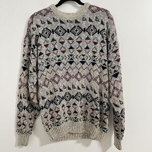 Jason Daniels Vintage Sweater Size M Beige Chunky Grandpa Pullover Y2K Retro 90s